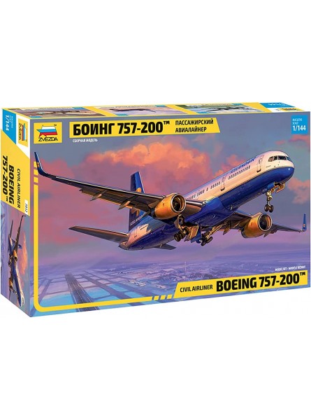 Zvezda 7032 1:144 Boeing 757-200-Modellbausatz,Plastikbausatz Bausatz zum Zusammenbauen detaillierte Nachbildung unlackiert - B097J1BQTT