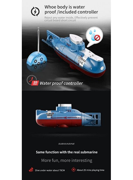 Fernbedienung U-Boot Kinder Tauchen Aquarium Spielzeug Mini Militärmodell Fernbedienung Simulation Atom-U-Boot Blau - B09VNXPL51