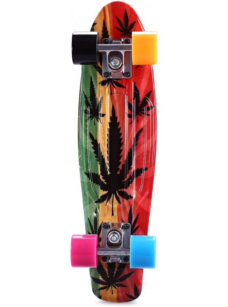 55,9 cm Skateboard Graffiti Maple Leaf Retro Skateboard Longboard komplett Mini Pro Cruiser Blau PU Rollen - B075DHH1WD