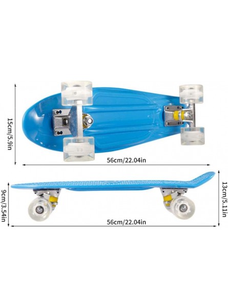 LvSenLin 22 Zoll Skateboard Blinklicht Mini Cruiser Skateboard Kunststoff Longboard Allrad Skateboard Board für Mädchen Jungen - B0B7G2CW63